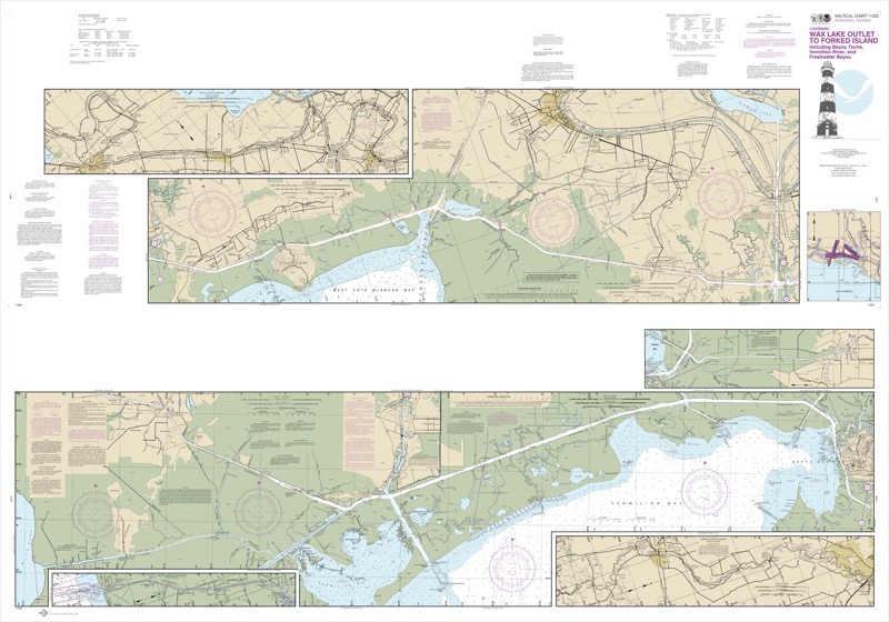 Intracoastal Waterway Wax Lake Outlet to Forked Island including Bayou Teche, Vermilion River, and Freshwater Bayou - <i>Chart #11350</i>