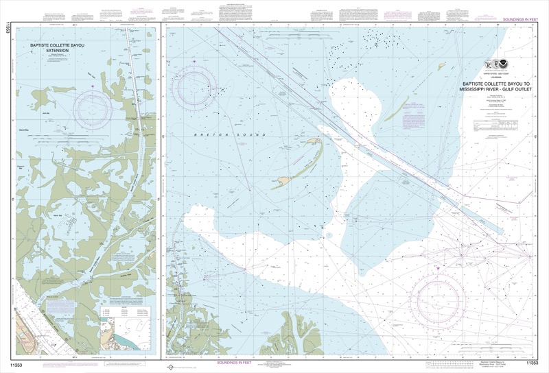 Baptiste Collette Bayou to Mississippi River Gulf Outlet; Baptiste Collette Bayou Extension - <i>Chart #11353</i>