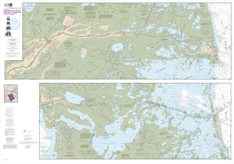 Barataria and Bayou Lafourche Waterways Intracoastal Waterway to Gulf of Mexico - <i>Chart #11365</i>