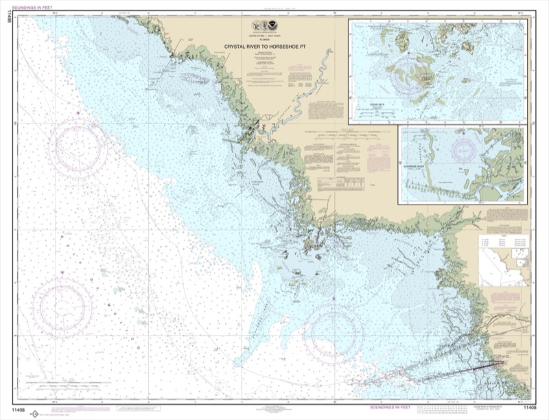 Crystal River to Horseshoe Point; Suwannee River and Cedar Keys - <i>Chart #11408</i>