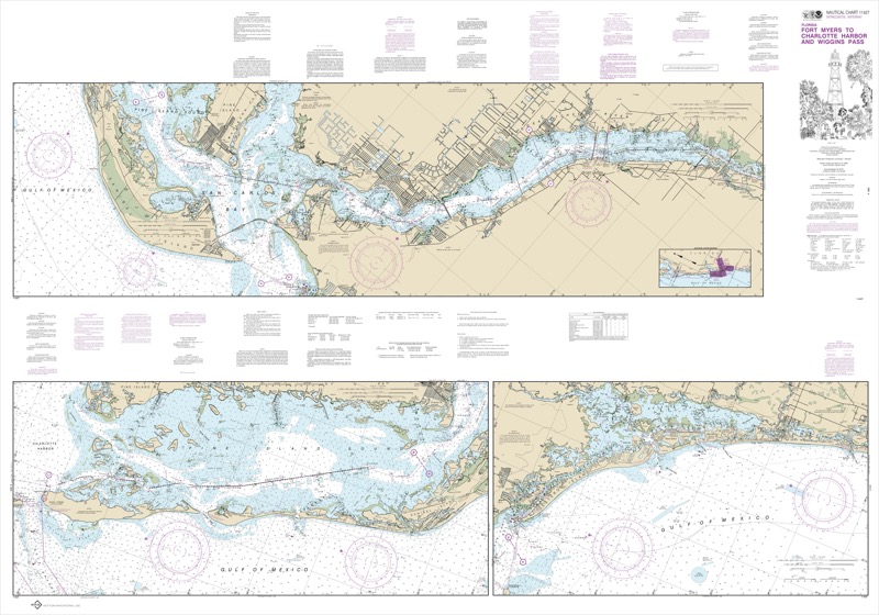 Intracoastal Waterway Fort Myers to Charlotte Harbor and Wiggins Pass - <i>Chart #11427</i>