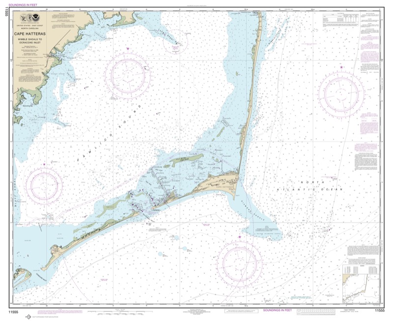 Cape Hatteras-Wimble Shoals to Ocracoke Inlet - <i>Chart #11555</i>