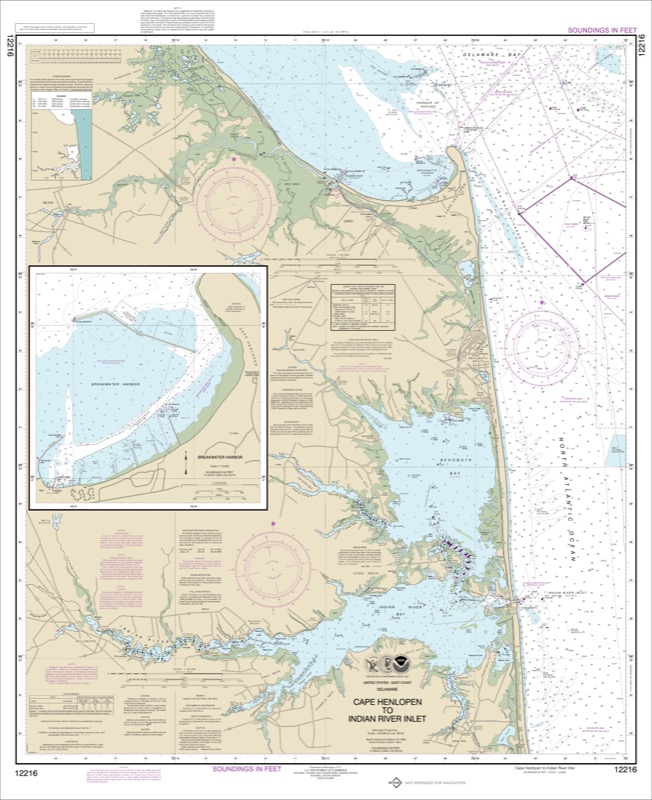 Cape Henlopen to Indian River Inlet, Breakwater Harbor - <i>Chart #12216</i>