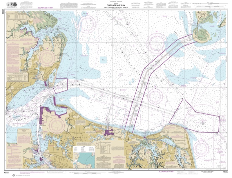Chesapeake Bay Cape Charles to Norfolk Harbor - <i>Chart #12222</i>