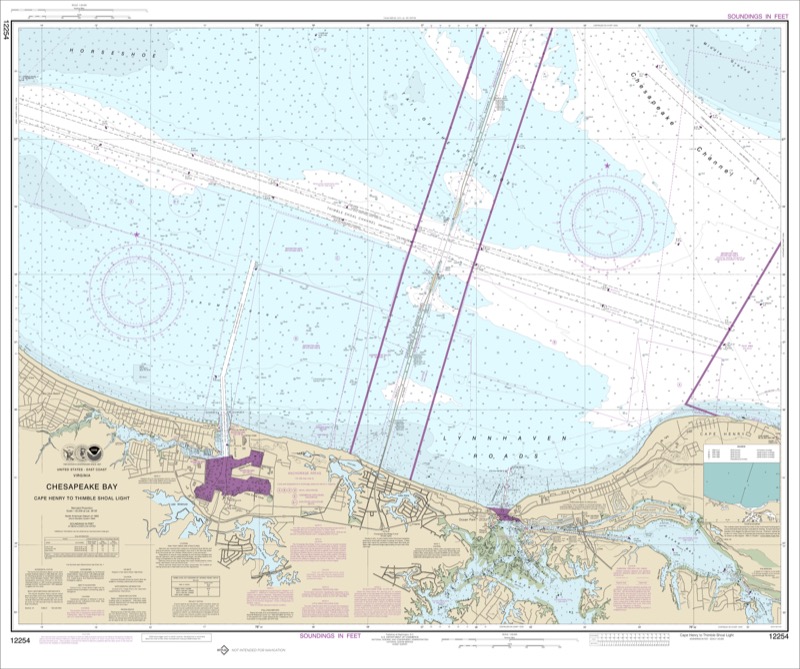 Chesapeake Bay Cape Henry to Thimble Shoal Light - <i>Chart #12254</i>