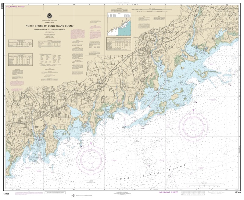 North Shore of Long Island Sound: Sherwood Point to Stamford Harbor - <i>Chart #12368</i>