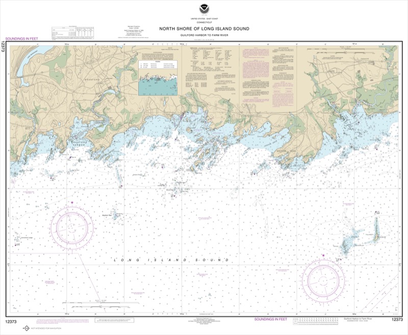 North Shore of Long Island Sound: Guilford Harbor (west to) Farm River (+ Branford Harbor) - <i>Chart #12373</i>