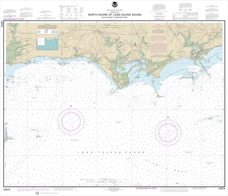 North Shore of Long Island Sound: Duck Island to Madison Reef (+Clinton Harbor) - <i>Chart #12374</i>