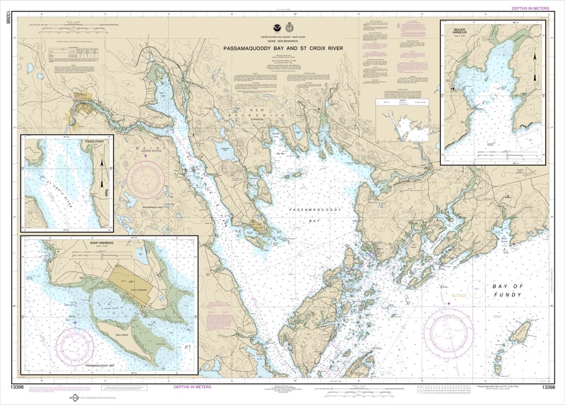 Passamaquoddy Bay and St. Croi, River (Metric); Beaver Harbor, Saint Andrews; Todds Point - <i>Chart #13398</i>