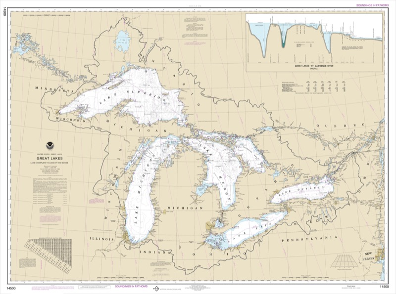 Great Lakes, Lake Champlain to Lake of the Woods - <i>Chart #14500</i>