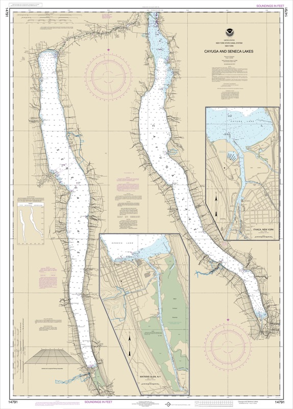 Cayuga and Seneca Lakes, Watkins Glen, Ithaca - <i>Chart #14791</i>