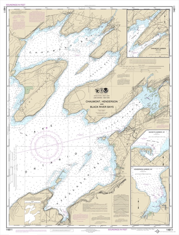 Chaumont, Henderson, and Black River Bays, Sackets Harbor, Henderson Harbor, Chaumont Harbor - <i>Chart #14811</i>