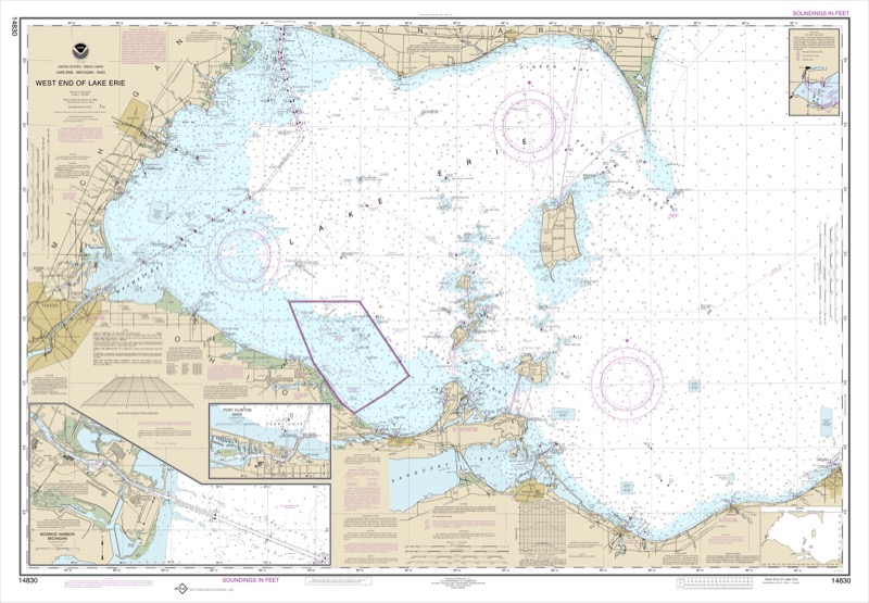West End of Lake Erie, Port Clinton Harbor, Monroe Harbor, Lorain to Detroit River (Metric), Vermilion - <i>Chart #14830</i>