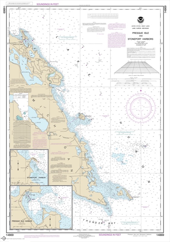 Thunder Bay Island to Presque Isle, Stoneport Harbor, Resque Isle Harbor - <i>Chart #14869</i>