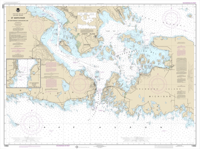 St Mary’s River, Detour Passage to Munuscong Lake, Detour Passage - <i>Chart #14882</i>