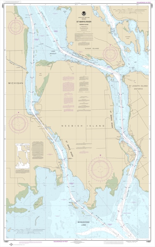 St. Mary's River, Vicinity of Neebish Island - <i>Chart #14887</i>