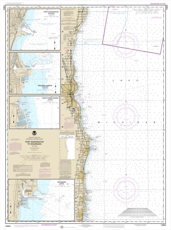 Port Washington to Waukegan, Kenosha, North Point Marina, Port Washington, Waukegan - <i>Chart #14904</i>
