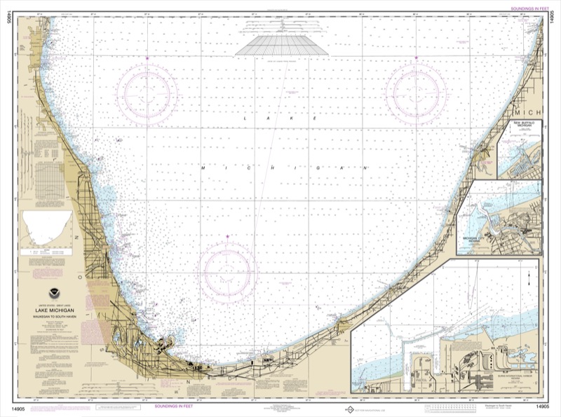 Waukegan to South Haven, Michigan City, Burns International Harbor, New Buffalo - <i>Chart #14905</i>