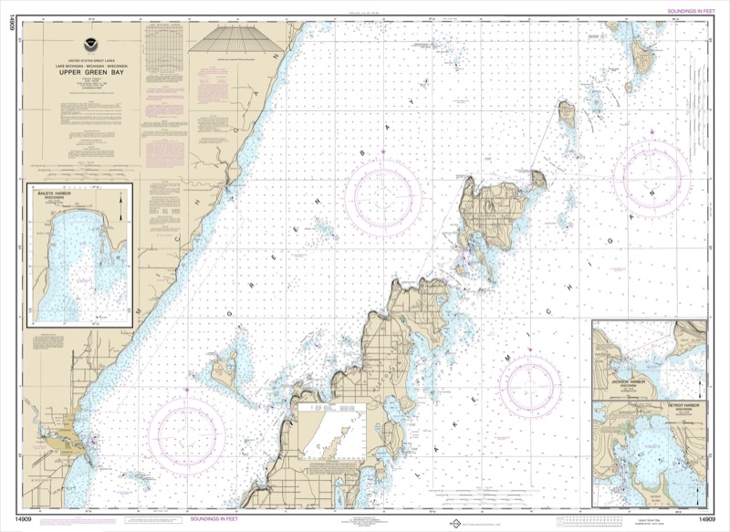 Upper Green Bay, Jackson Harbor and Detroit Harbor, Jackson Harbor, Baileys Harbor - <i>Chart #14909</i>