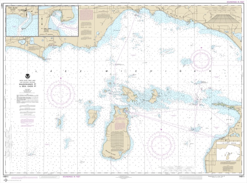 Waugoshance Point to Seul Choix Point, Including Beaver Island Group, Port Inland, Beaver Harbor - <i>Chart #14911</i>