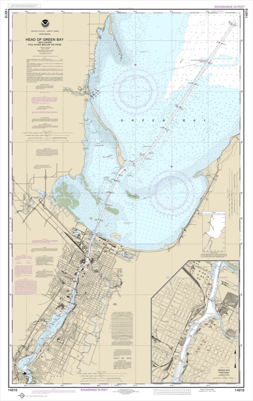 Head of Green Bay, including Fox River Below De Pere - <i>Chart #14918</i>