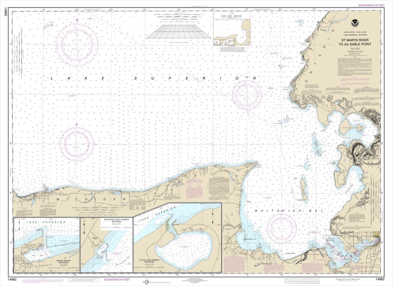 St. Mary’s River to Au Sable Point; Whitefish Point; Little Lake Harbors; Grand Marais Harbor - <i>Chart #14962</i>