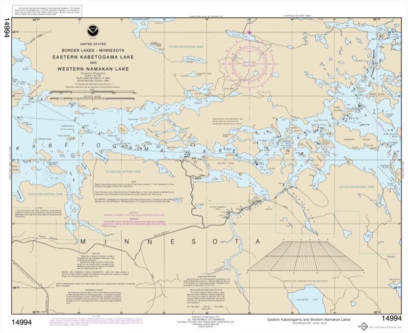 Namakan Lake, Western Part and Kabetogama Lake, Eastern Part - <i>Chart #14994</i>