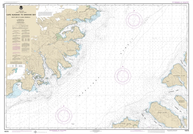 Shelikog Strait, Cape Nukshak to Dakavak Bay - <i>Chart #16578</i>