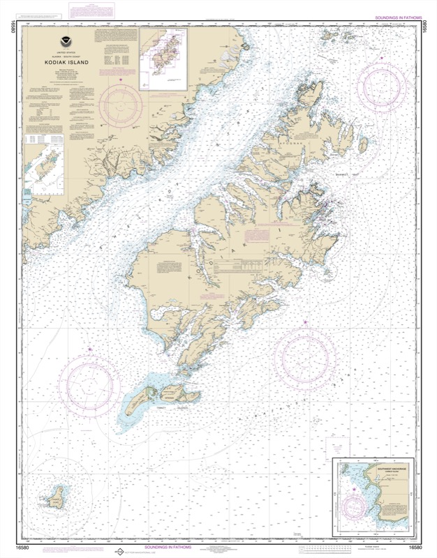 Kodiak Island, Southwest Anchorage, Chirikof Island - <i>Chart #16580</i>
