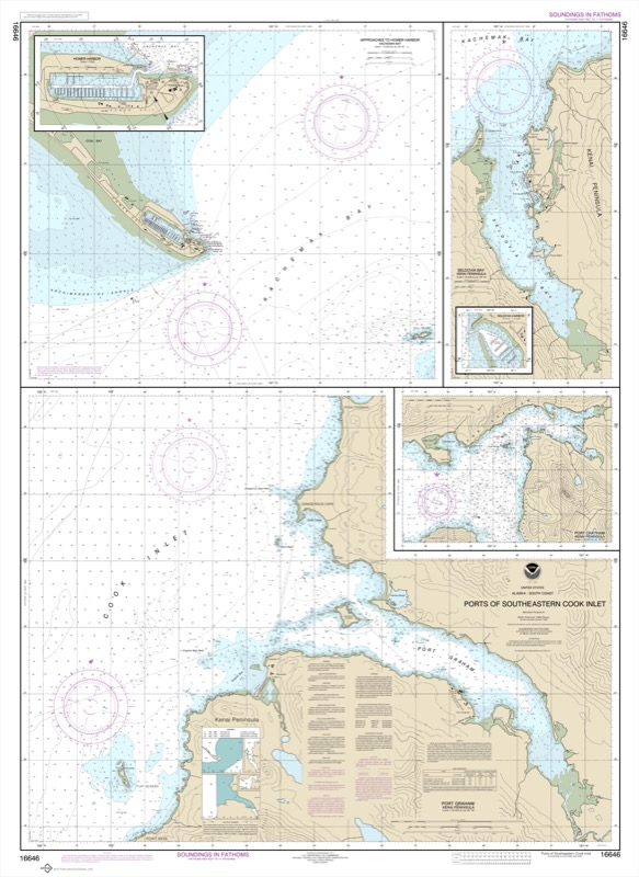 Ports of Southeastern Cook Inlet, Port Chatham, Port Graham, Seldovia Bay, Seldovia Harbor Approaches to Homer Harbor, Homer Harbor - <i>Chart #16646</i>