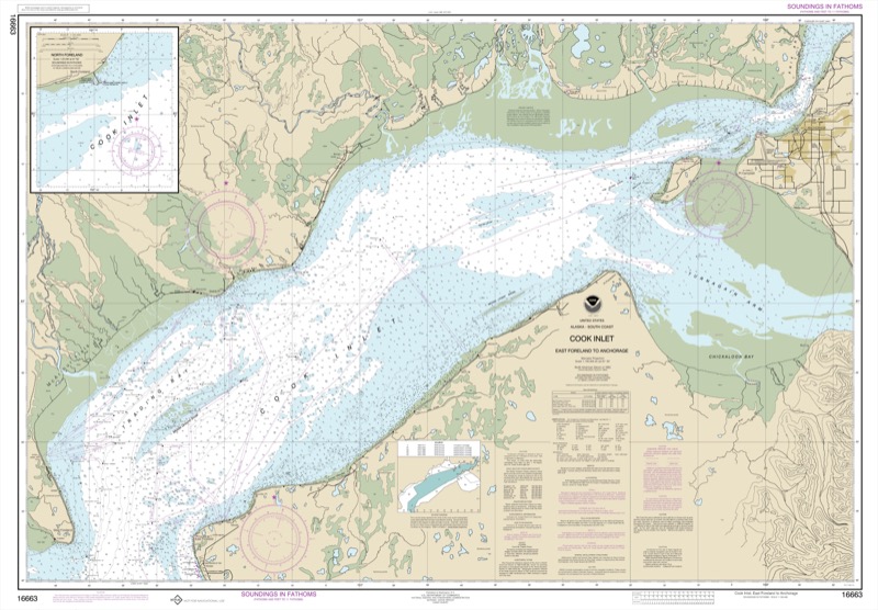 Cook Inlet East Foreland to Anchorage, North Foreland - <i>Chart #16663</i>