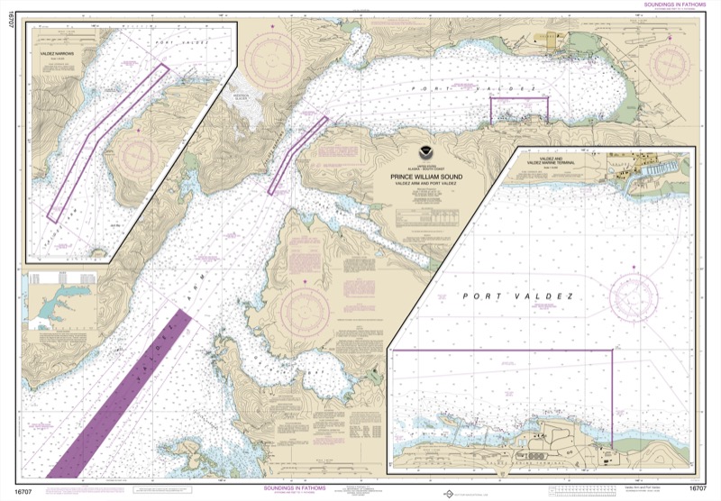 Prince William Sound, Valdez Arm and Port Valdez, Valdez Narrows, Valdez and Valdez Marine Terminal - <i>Chart #16707</i>