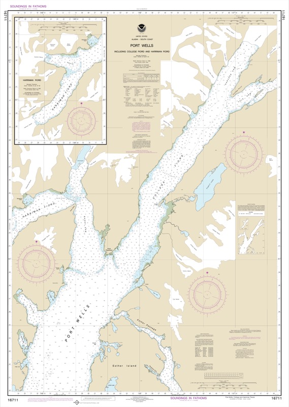 Port Wells, Including College Fiord and Harriman Fiord - <i>Chart #16711</i>