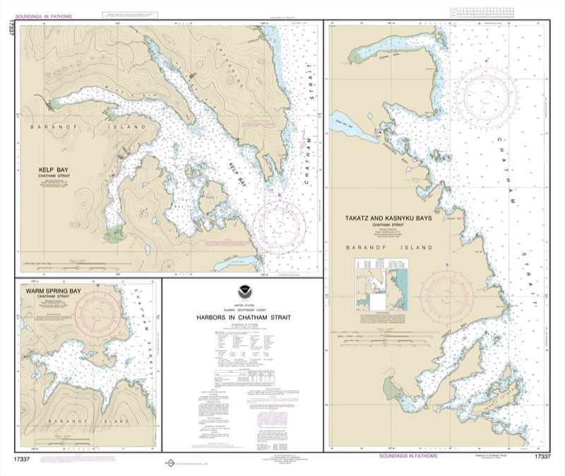 Harbors in Chatham Strait, Kelp Bay, Warm Spring Bay, Takatz and Kasnyku Bays - <i>Chart #17337</i>
