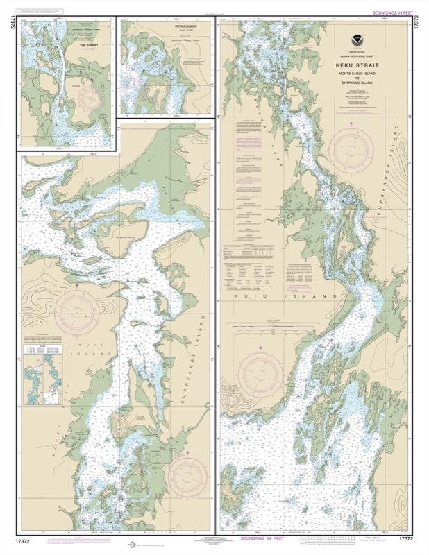 Keku Strait-Monte Carlo Island to Entrance Island, The Summit, Devils Elbow - <i>Chart #17372</i>