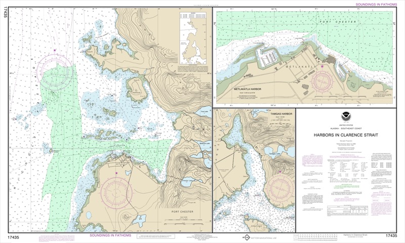 Harbors in Clarence, Strait Port Chester, Annette Island, Tamgas Harbor, Metlakatla Harbor - <i>Chart #17435</i>