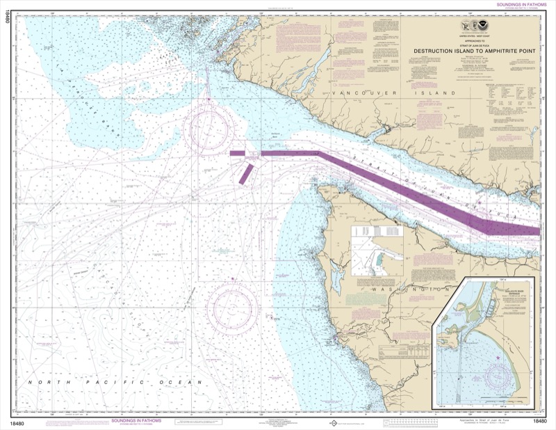 Approaches to Strait of Juan de Fuca Destruction Island to Amphitrite Point - <i>Chart #18480</i>
