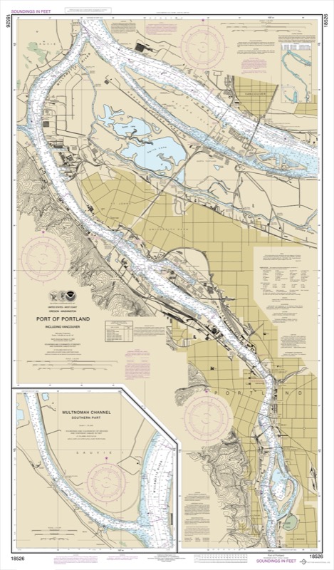 Port of Portland, Including Vancouver, Multnomah Channel Southern Part - <i>Chart #18526</i>