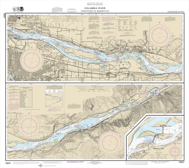 Columbia River Vancouver to Bonneville Dam - <i>Chart #18531</i>