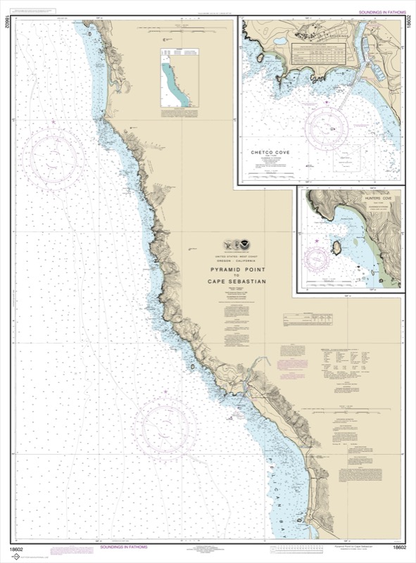 Pyramid Point to Cape Sebastian; Chetco Cove, Hunters Cove - <i>Chart #18602</i>