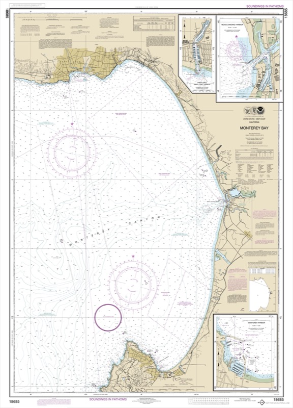 Monterey Bay, Monterey Harbor, Moss Landing Harbor, Santa Cruz Small Craft Harbor - <i>Chart #18685</i>