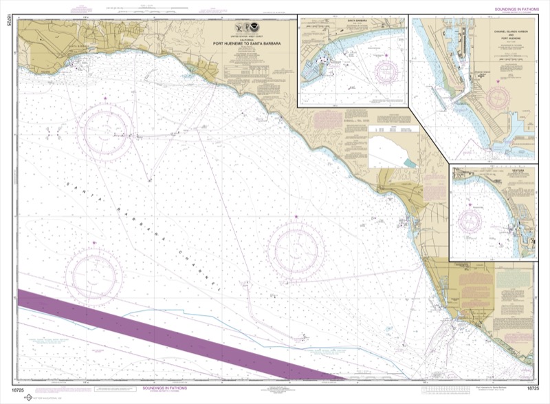 Port Hueneme to Santa Barbara;Santa Barbara;Channel Islands Harbor and Port Hueneme;Ventura - <i>Chart #18725</i>