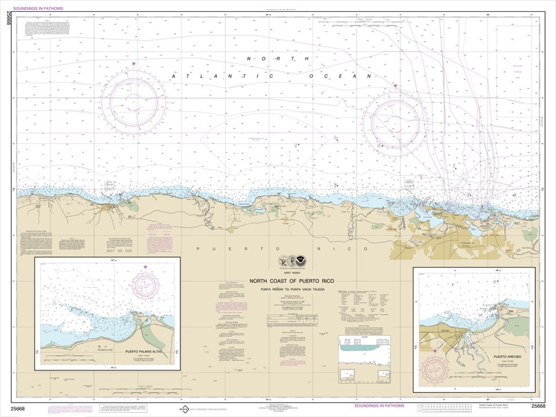 North Coast of Puerto Rico Punta Penon to Punta Vaca Talega; Puerto Arecibo; Puerto Palmas Altas - <i>Chart #25668</i>