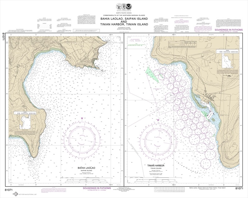 Commonwealth of Northern Mariana Islands Bahia Lola, Saipan Island and Tinian Harbor, Tinian Island - <i>Chart #81071</i>