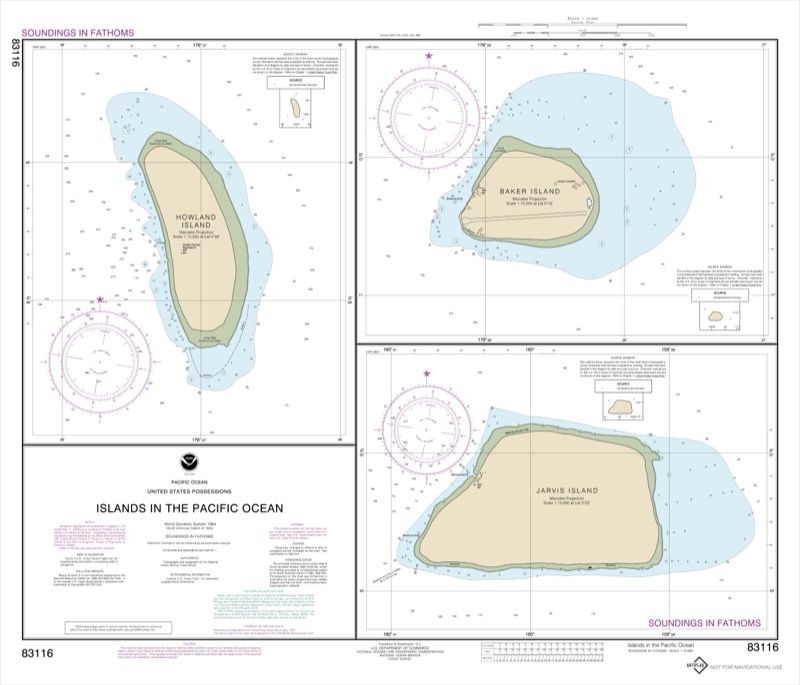 Islands in the Pacific Ocean-Jarvis, Blake, and Howland Islands - <i>Chart #83116</i>